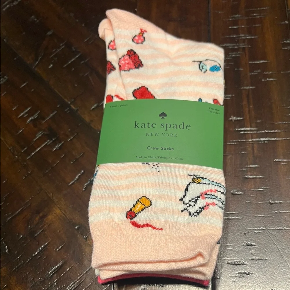 Kate Spade New York Women’s Festive Decorative Cotton Blend Crew Socks 3 Pack